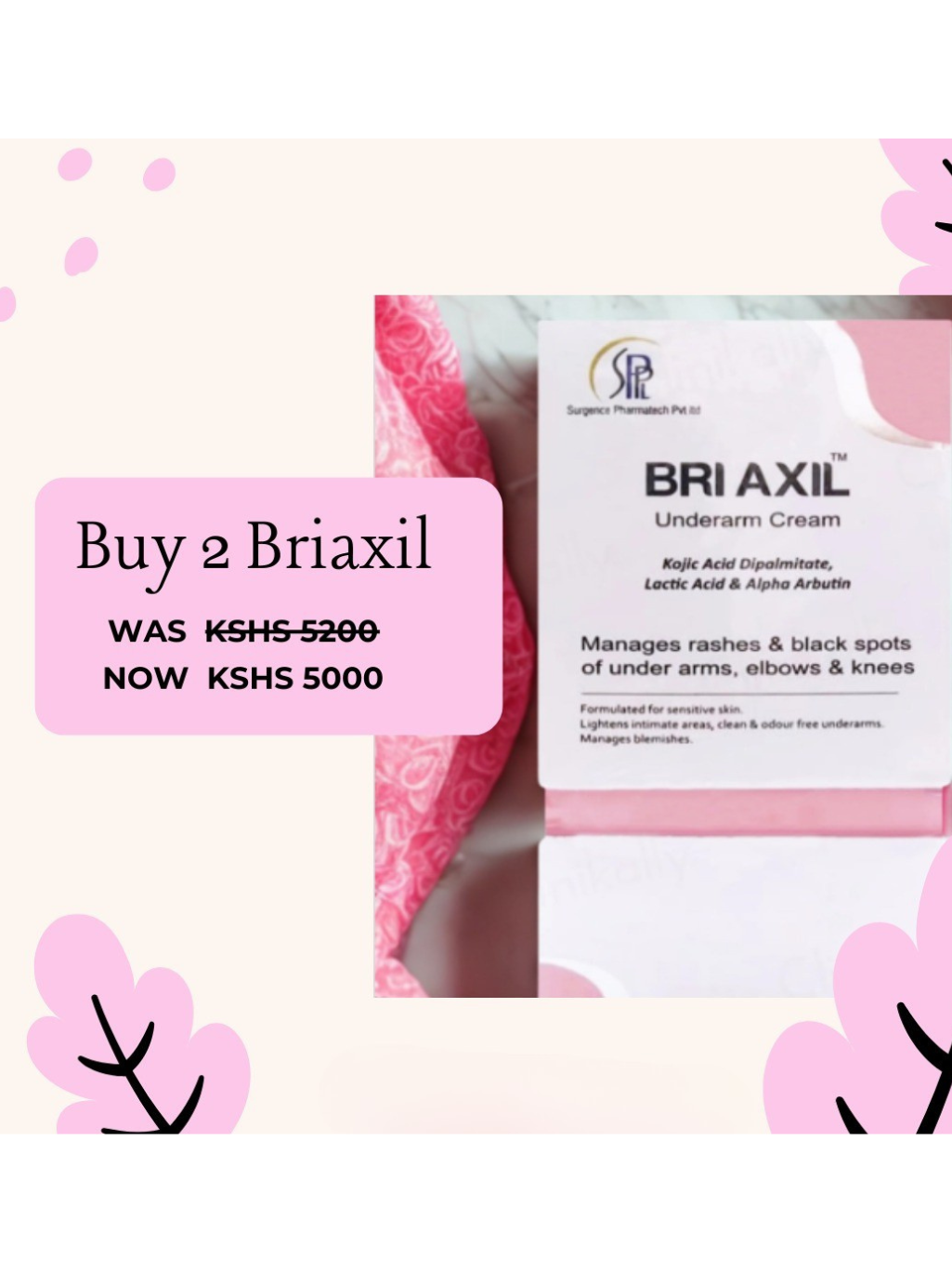 Buy 2 Bri Axil Under-Arm Cream 50g at a discount Bandari BeautyGreenhouse Mall Suit 25, Ngong Road, Kilimani, Nairobi Kenya
