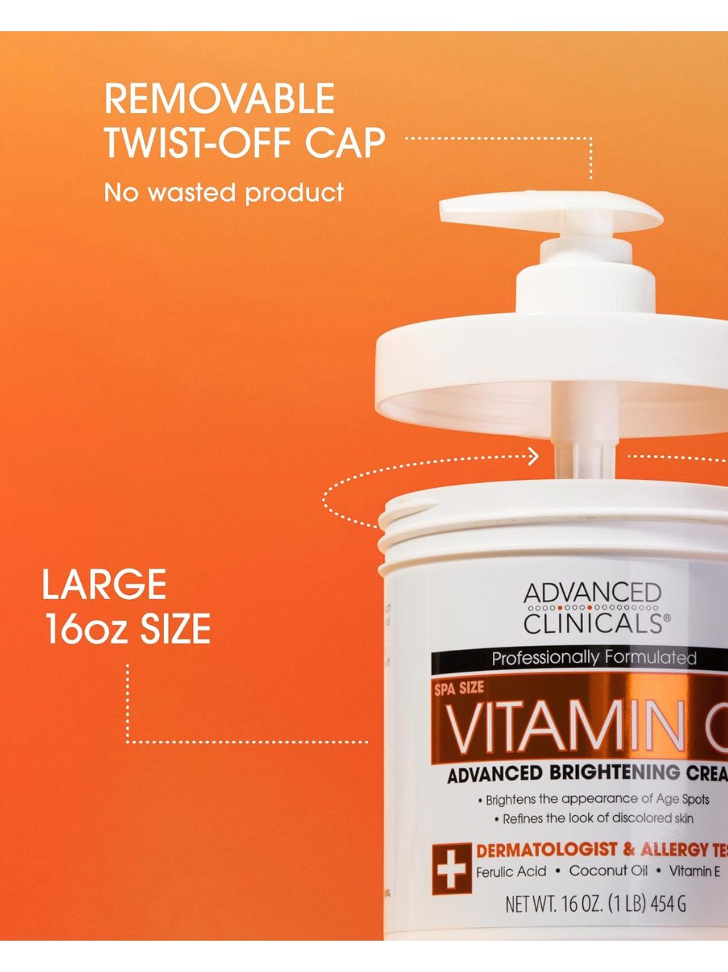 Advanced Clinicals Vitamin C Face and Body Cream - 454g