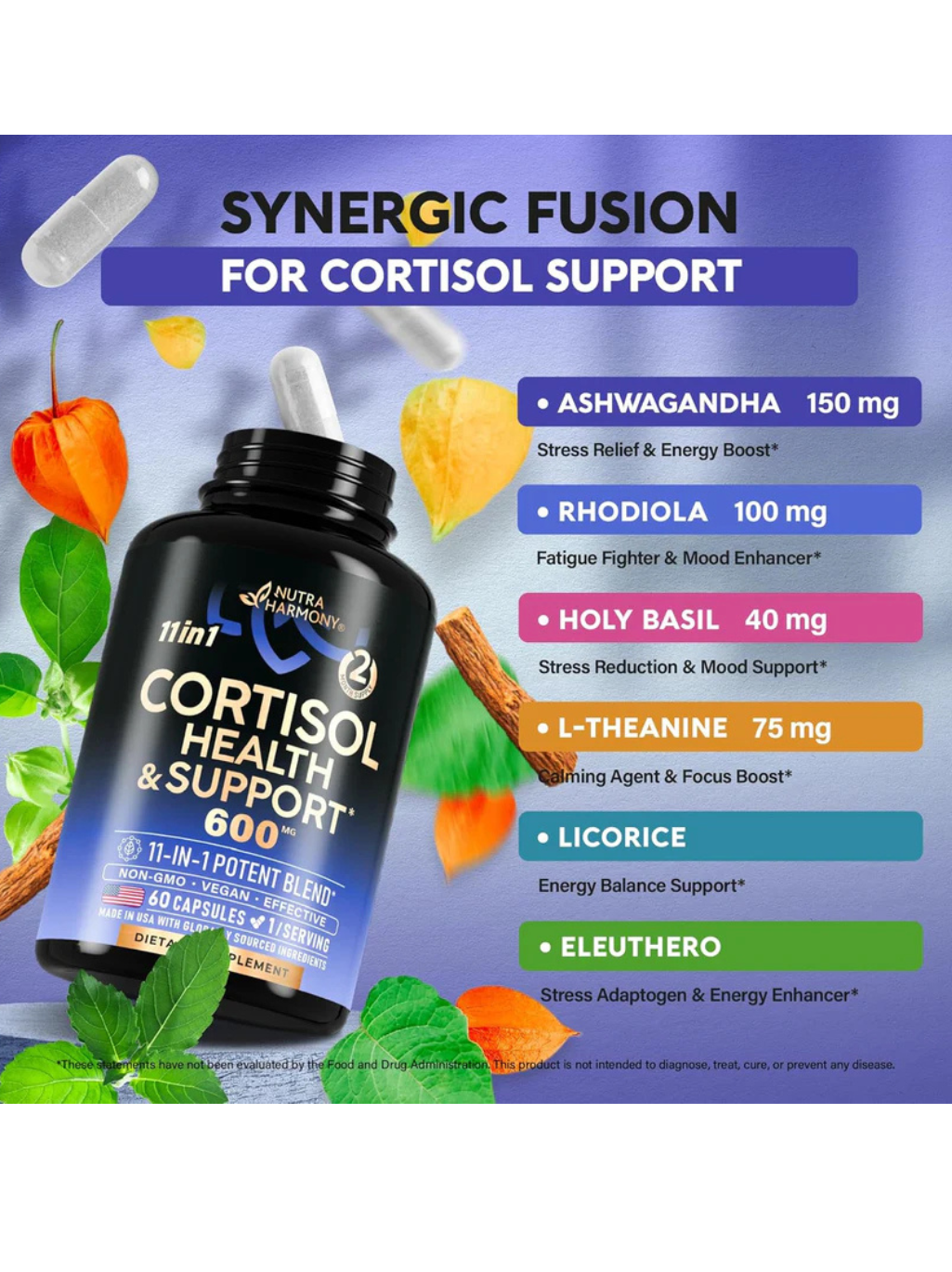 Cortisol Health & Support 600mg - 60 Capsules